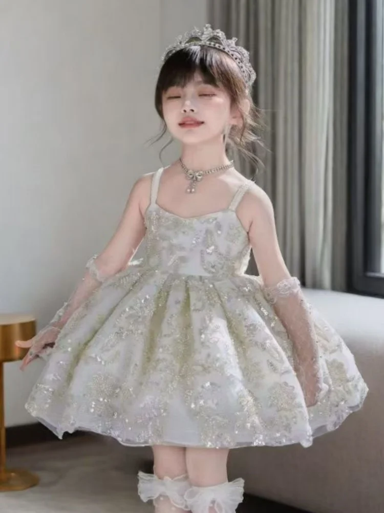 

Летнее платье для девочек 2026 года с шлейфом, платье для годовалой малышки, платье принцессы, платье Лолита для выступлений