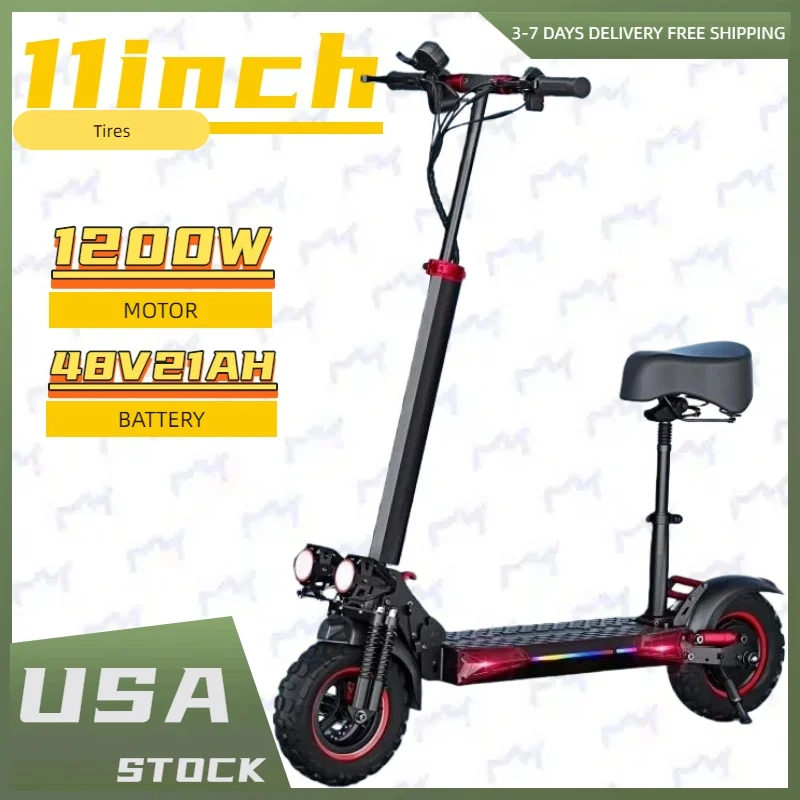 

Интеллектуальное торможение для взрослых, 48 В, 1200 Вт, двигатель, 21 Ач, электрический скутер с двойным дисковым тормозом, большие шины с стоп-сигналом, электронный скутер