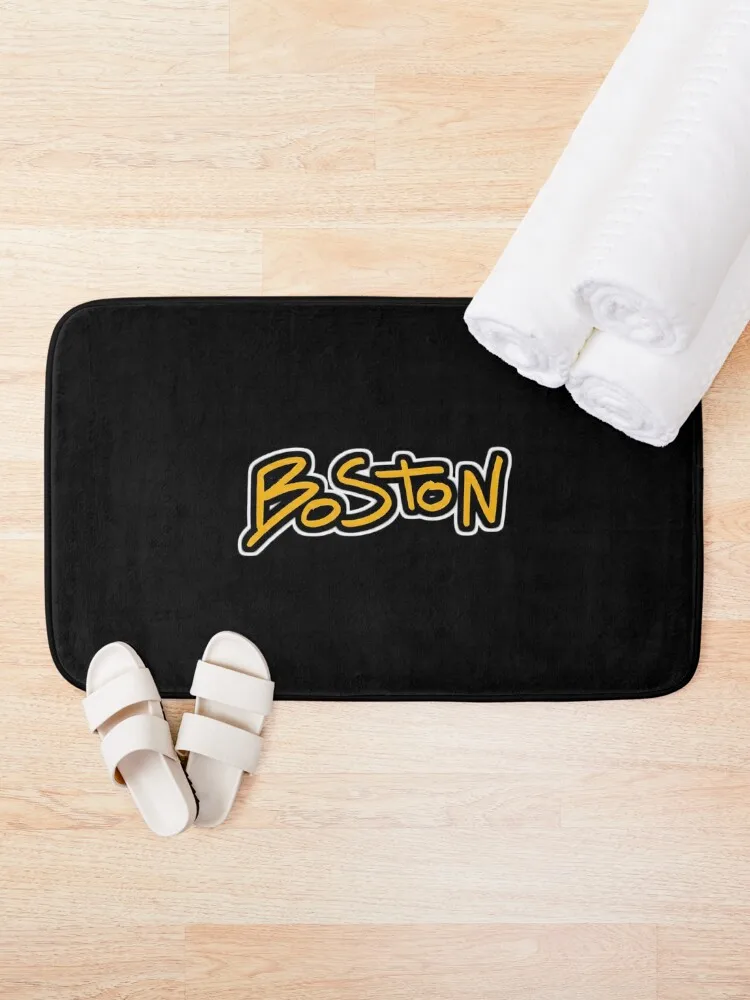 Boston Hockey Text Bath Mat Non-Slip And Washable Kitchen Bathroom Items Mat