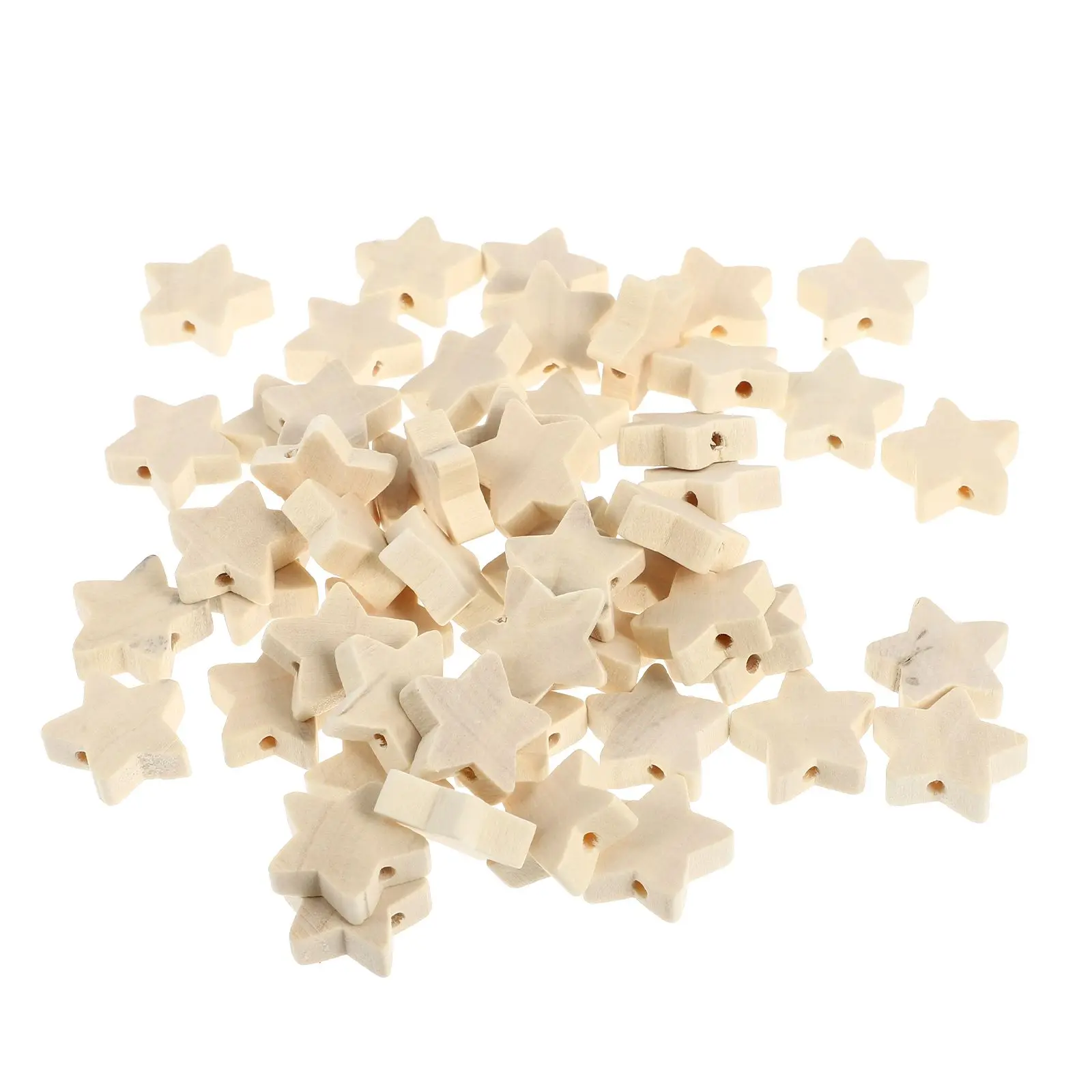 

50pcs Star Shaped Wooden Beads for Jewelry Crafts Safe Use Bulk Pack Kids DIY Bracelets Necklace Accessories Decorative