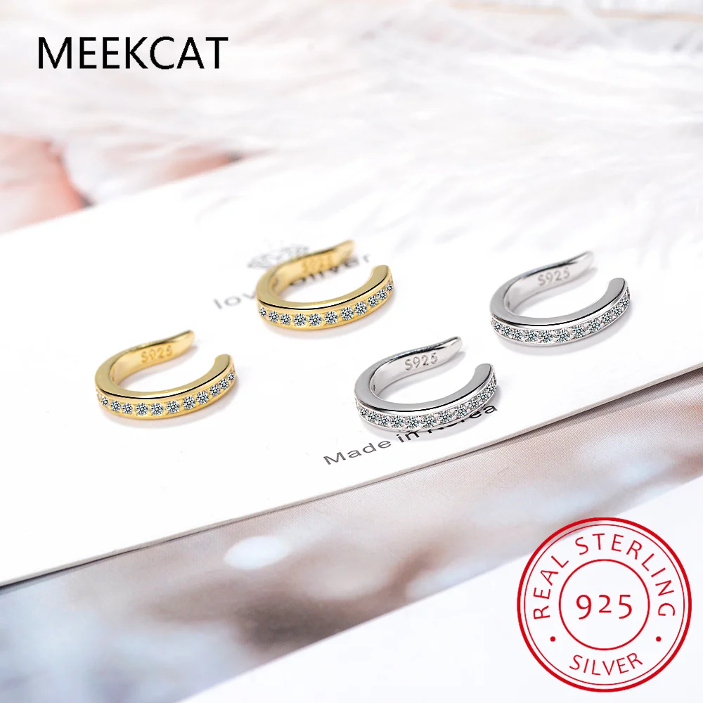 925 Sterling Silver Full Moissanite Ear Cuff Clip Earrings For Women Sparkling Lab Diamond Without Piercing Jewelry Brincos - view 4