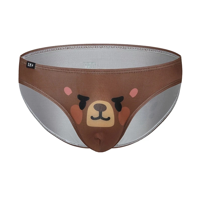 Cute Bear Paw Claw Print Briefs, Men\'s Calzoncillos Underpants, Gay Underwear, Sexy Cuecas, Brown/Navy/Green/Gray M L XL XXL