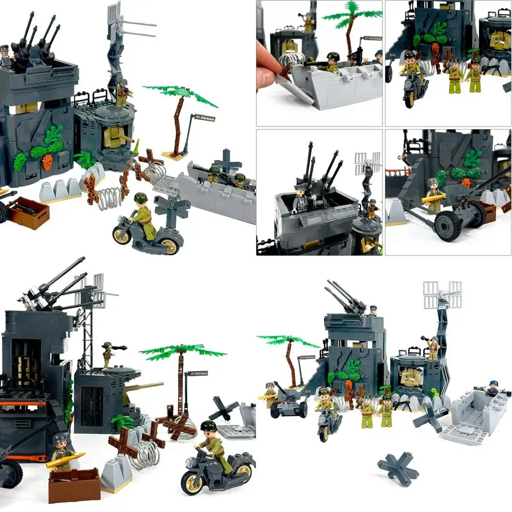 

German Atlantic Wall D-Day Building Kit: Normandy Beach Historical Brick Model for History Buffs & Adults