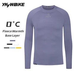 YKWYBIKE Men's Base Layer Winter Warmth Thermal Fleece Bicycle Undershirt 0°C Road Bike Shirt MTB Long Sleeve