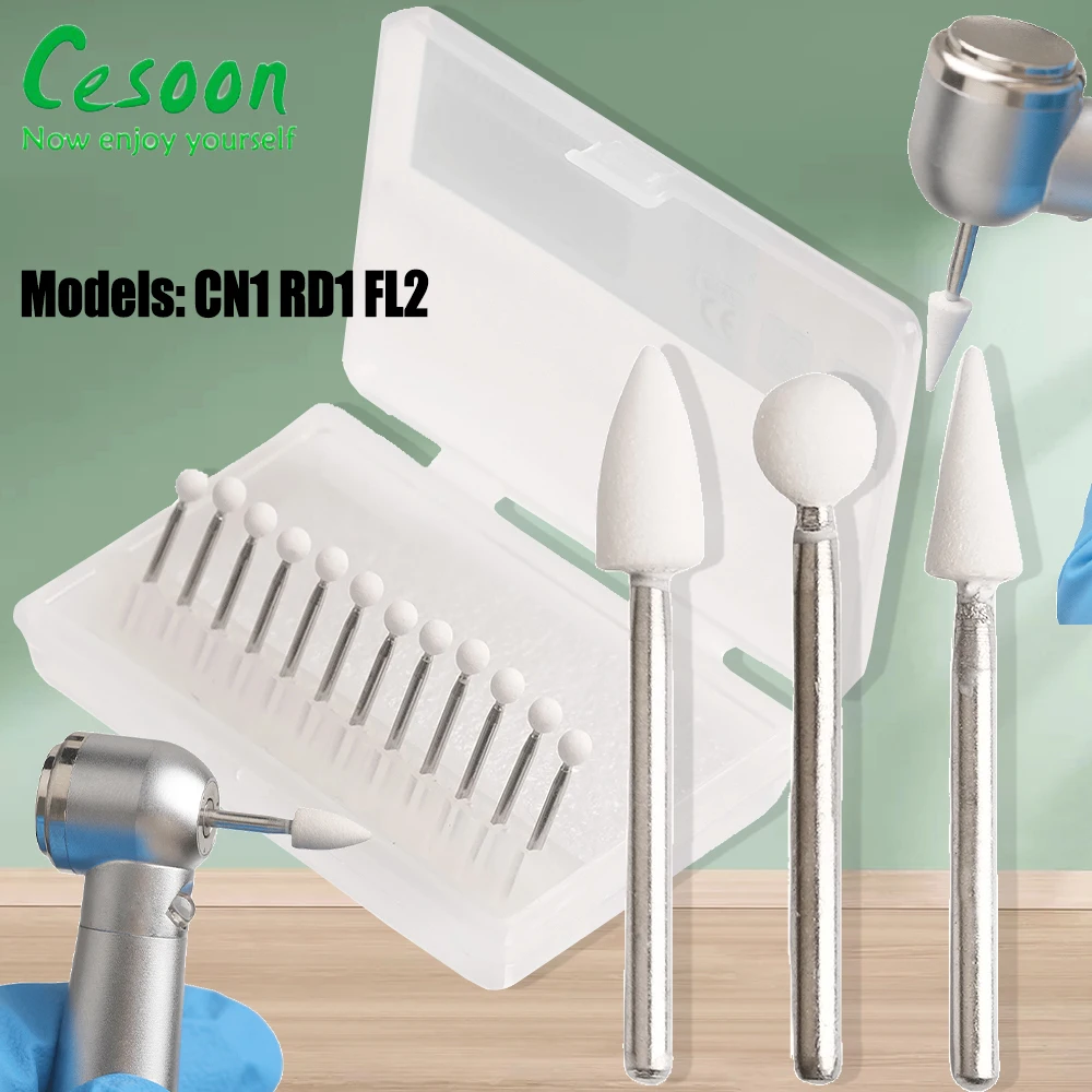 

12Pcs Dental White Stone Polishing FG Burs Cone Flame Round Shape Polisher Porcelain Resin for High Speed Handpiece Dentist Tool