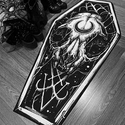 Dark Black Goth Carpet, Gothic Rug, Bedroom, Living Room, Halloween, Home Decoration, Long Floor Mat, Bedside, Coffin Shape Mats