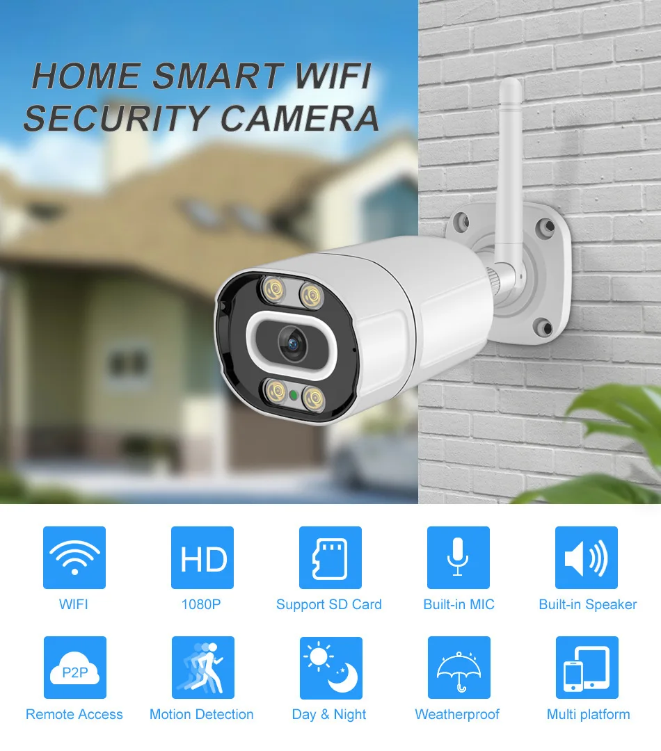 

2MP 1080P Tuya APP Full Color IP Bullet Camera AI Humanoid Detection Home Security CCTV Baby Monitor