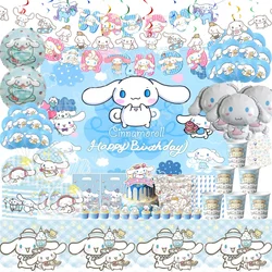 Cinnamoroll Birthday Party Decorations Latex Aluminum Foil Balloons Disposable Tableware Backdrop Kids Girl Event Party Supplies