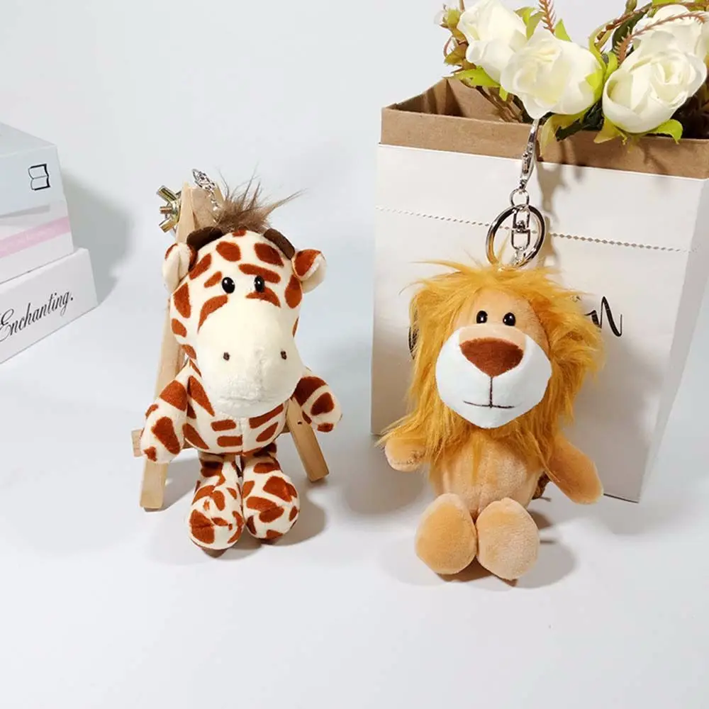 Porte-clés en peluche en forme d'éléphant et girafe pour enfant, jouet de dessin animé, pendentif de sac, ornement