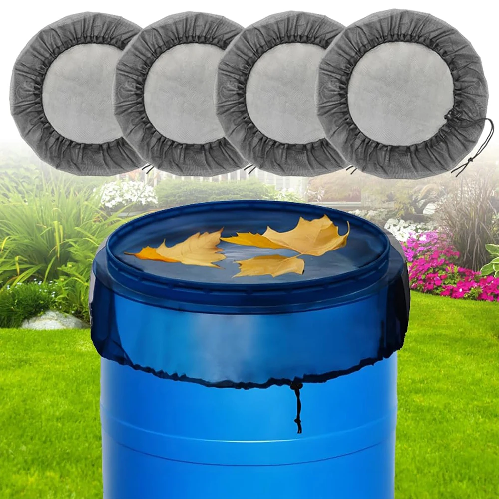 1-5Pcs 60/80/100cm Mesh Cover for Rain Barrel with Drawstring Water Collection Buckets Netting Screen to Keep Leave & Debris Out