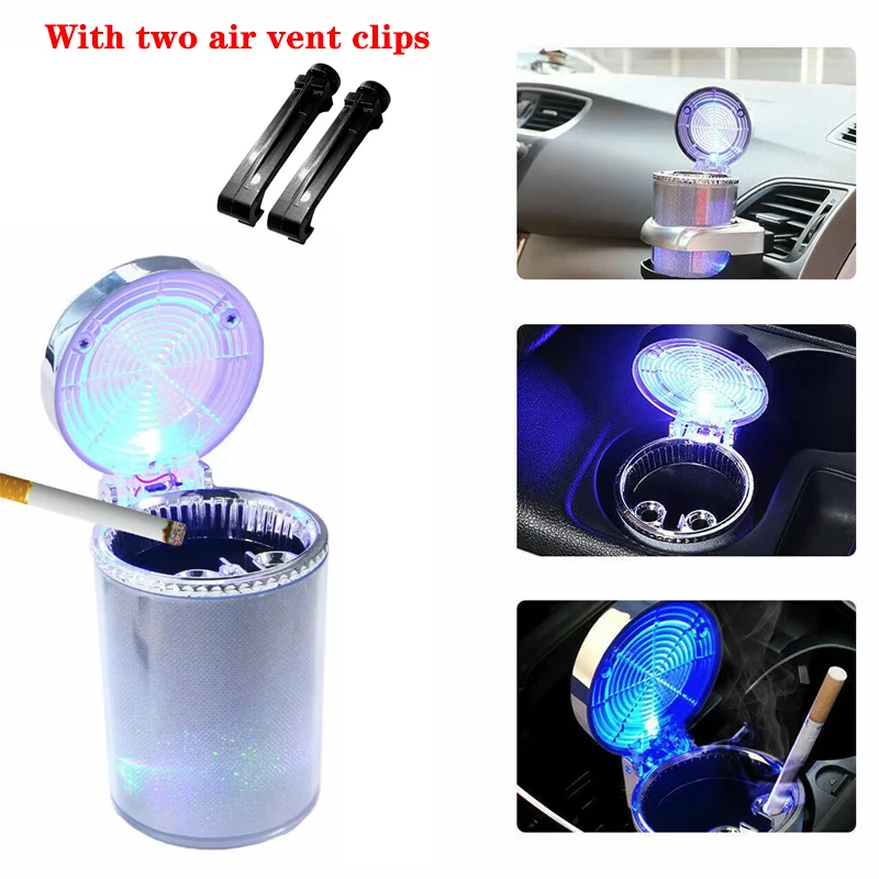 

Car ashtray with LED light cigarette cigar ashtray container ashtray gas bottle smoke cup holder storage cup car supplies