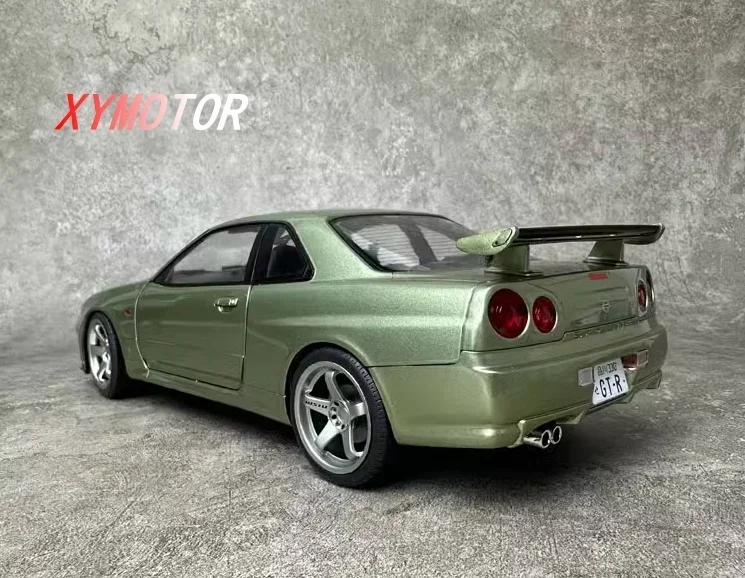 Solido 1:18 For NISSAN GT-R (R34) 1999 Alloy Diecast Model Car Toys Gifts Hobby Display Collection Green Metal,Plastic,Rubber