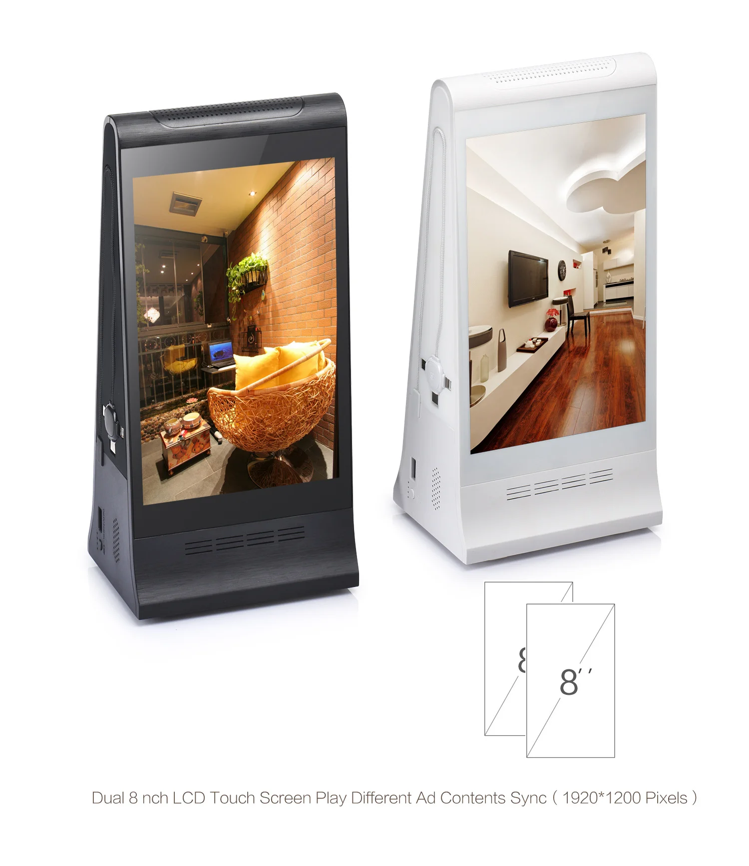 جديد وصول 7 / 8 بوصة مزدوجة الجانب شاشة تعمل باللمس كشك رقمي قائمة مطعم عرض سطح المكتب الإعلان الرسومات اللاعبين
