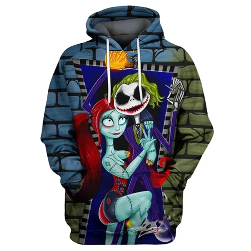 Nightmare Before Christmas Boy Girls Hoodies Disney Men's Hoodies New 3D Printed Pullovers MINISO Men's Hoodies Fashion Menswear