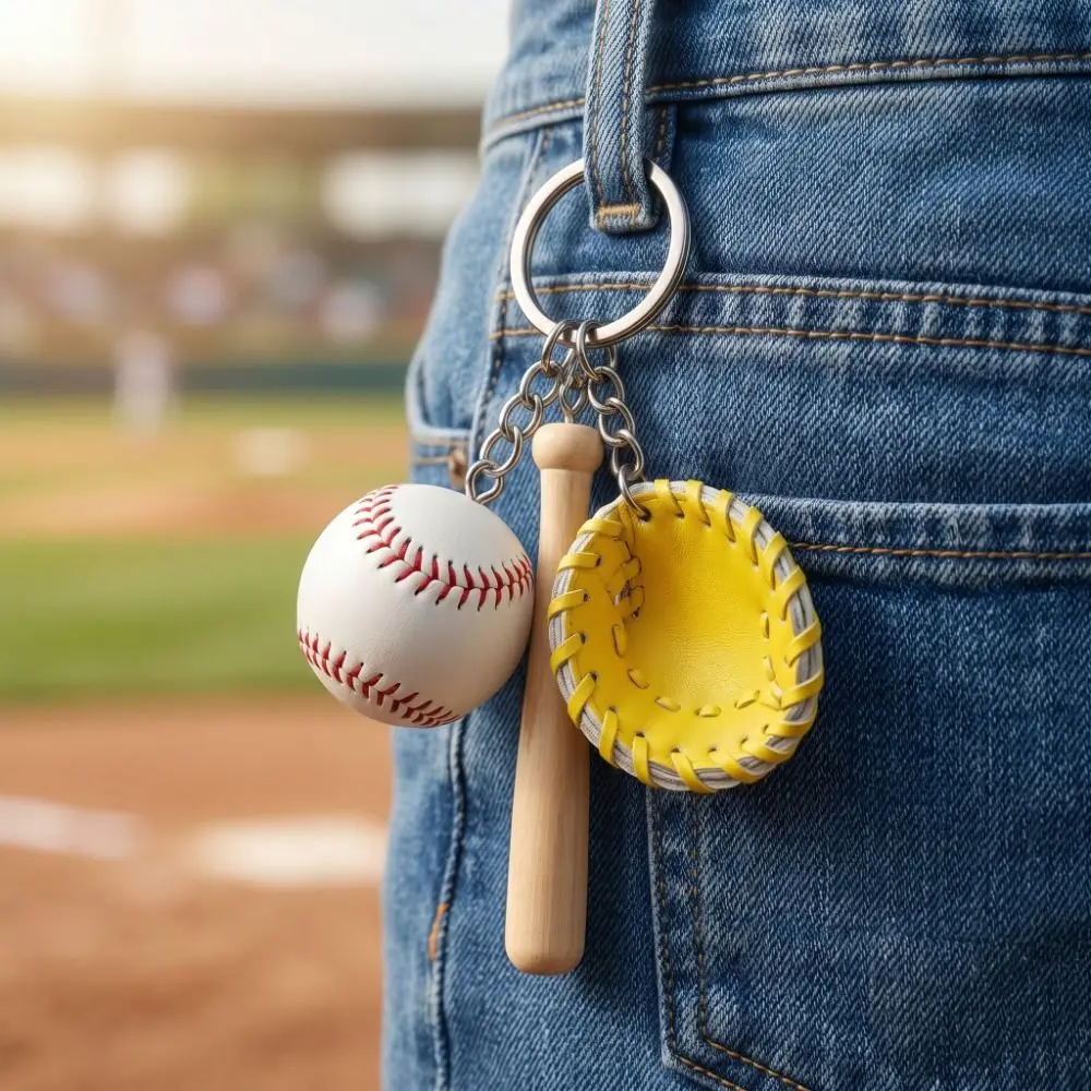 Funny Personalized Baseball Glove Keychain PU Leather Ornaments Bag Hanging Multiple Color Decorations Car Key Ring Gift