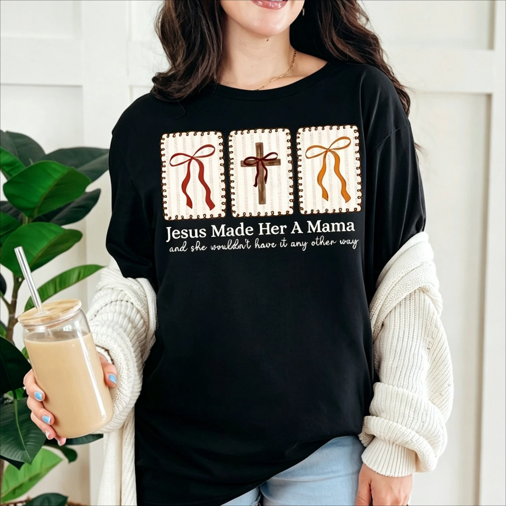 T-shirt chrétien « Jésus l'a rendue maman », T-shirt décontracté imprimé « Maman Foi », Haut religieux à manches courtes surdimensionné pour la fête des Mères