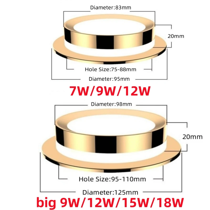 Recessed Downlight 7W 9W 12W 15W 18W Dimmable LED Ceiling Spot Light for Home Porch Corridor Aisle Background
