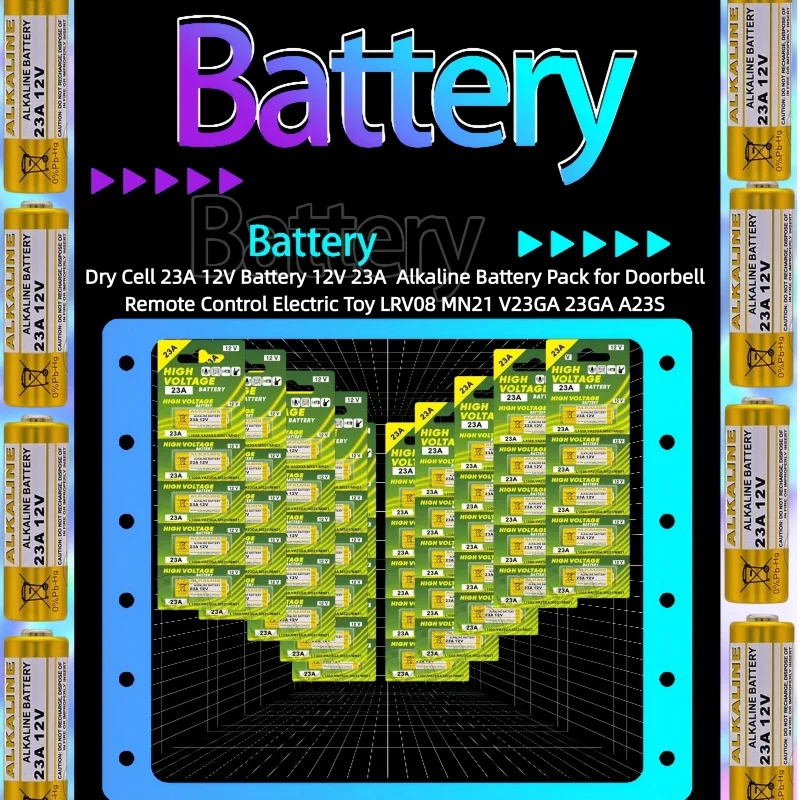 

Dry Cell 23A 12V Battery 12V 23A Alkaline Battery Pack for Doorbell Remote Control Electric Toy LRV08 MN21 V23GA 23GA A23S