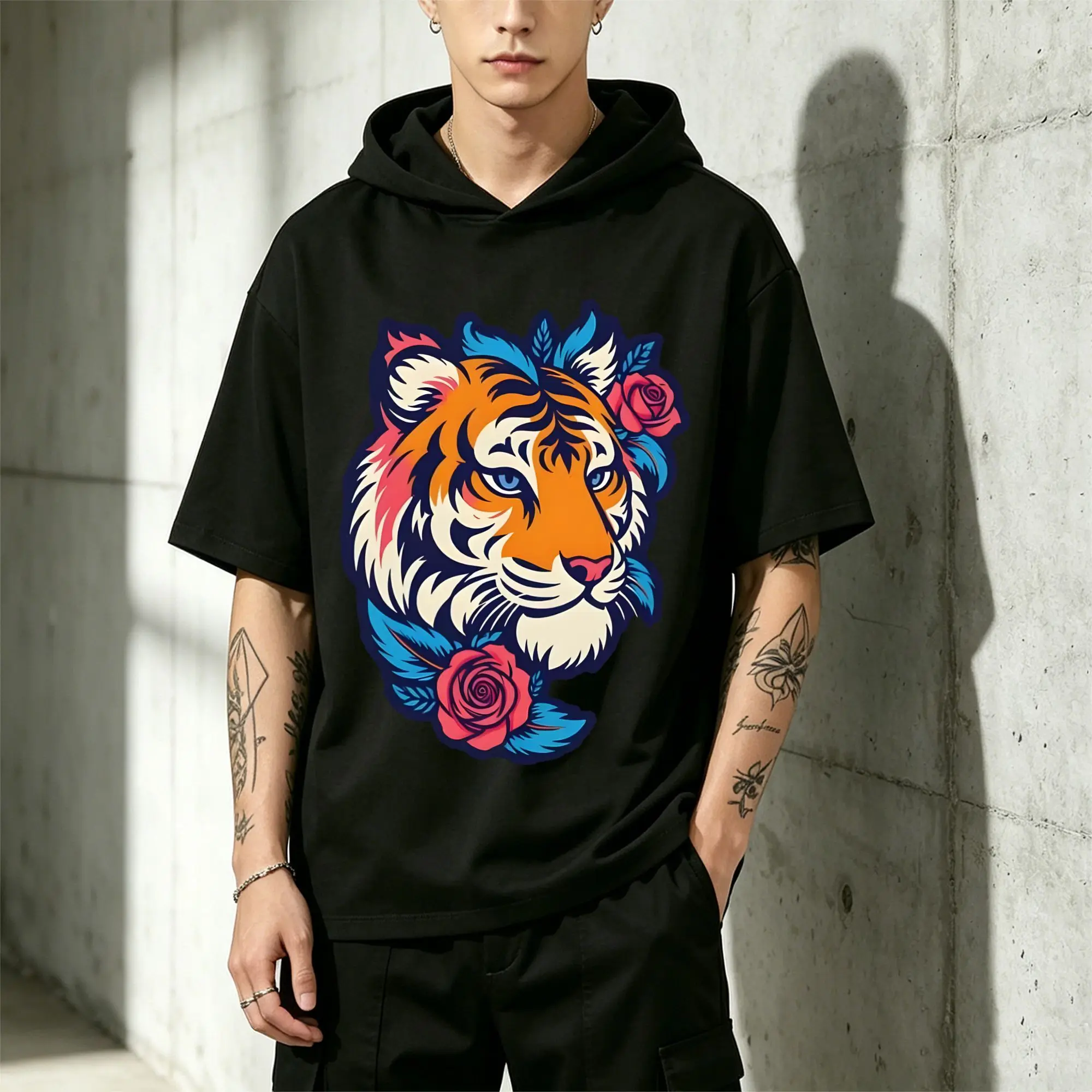 Men's New Fashion Personalized Cute Cartoon Giraffe T-Shirt, Casual and Comfortable, Fitted Cut