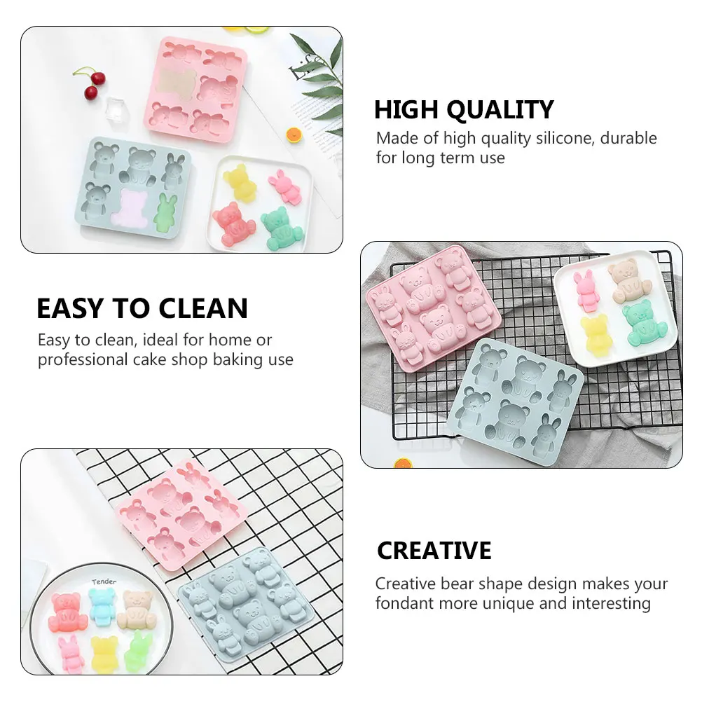 

2 Pcs Silicone Mold Baking Molds Pastry Supplies Form and Accessories Bake Fondant Gum Paste Chocolate Bear Cake Mould Candy