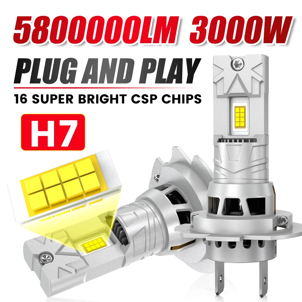 

H7 LED Car Headlight CANBUS Super Bright LED Auto Bulbs Wireless Mini Turbo Fan 6000K Fog Lights Plug&Play 12V IP68 Waterproof