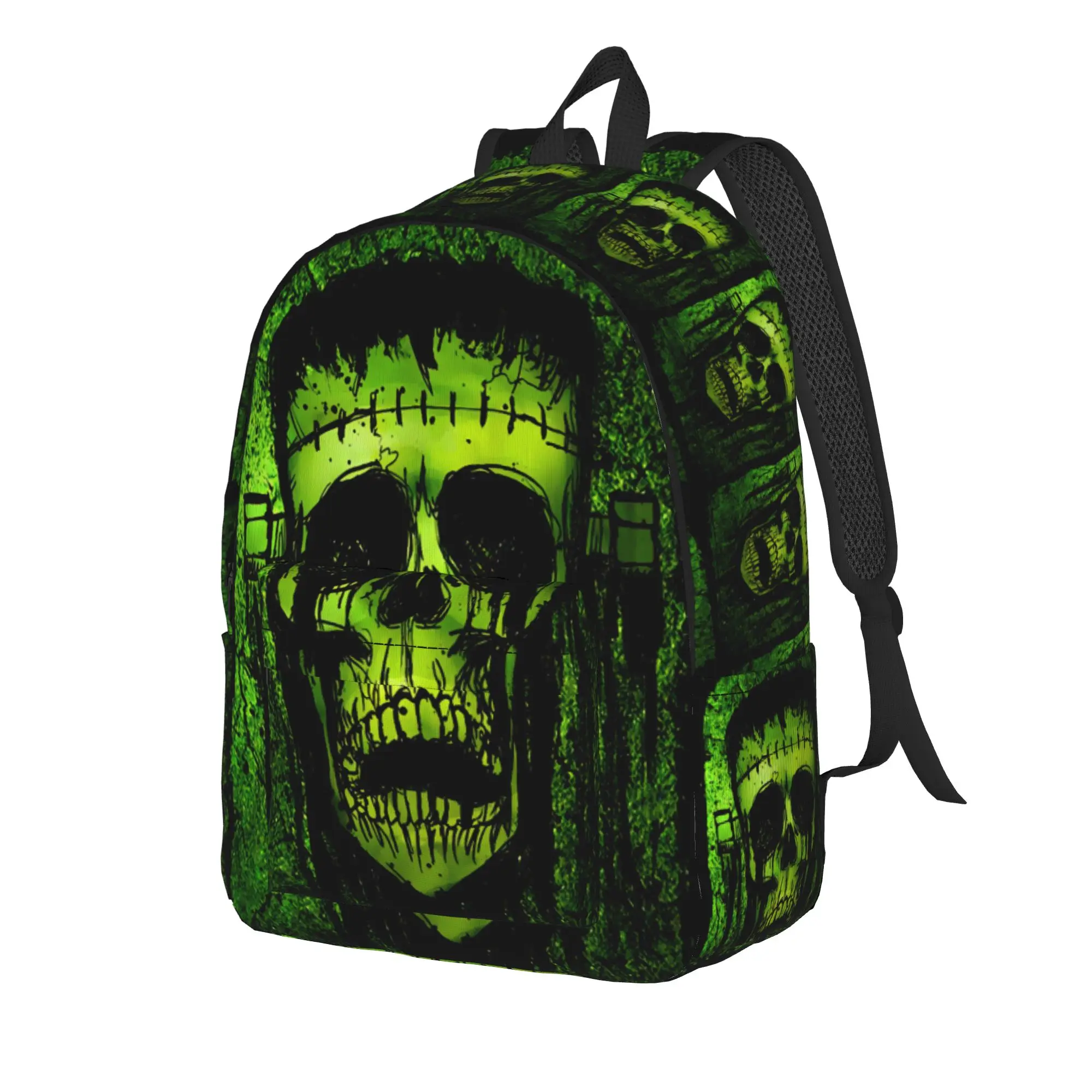 Frankenstein Green Monster Backpack  Unisex Polyester Hiking Backpacks Pattern Aesthetic High School Bags Rucksack