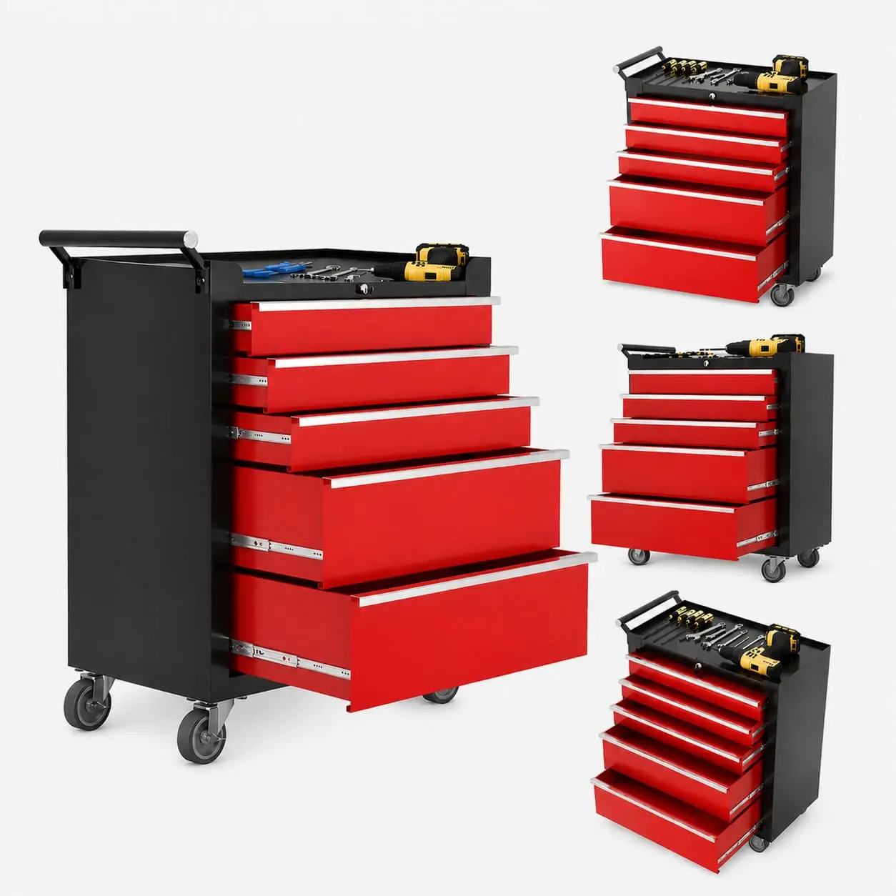 Rolling Tool Chest, 5 Drawers Tool Storage Cabinet, Toolbox with Wheels, Portable Tool Cabinet Organizer with Locking