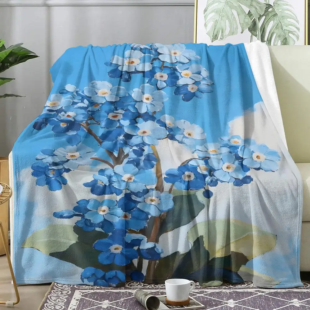Forget Me not Throw Soft Flannel AC Blanket Lightweight Summer Nap Throw Cozy  Blanket for Sofa Bed Travel Home