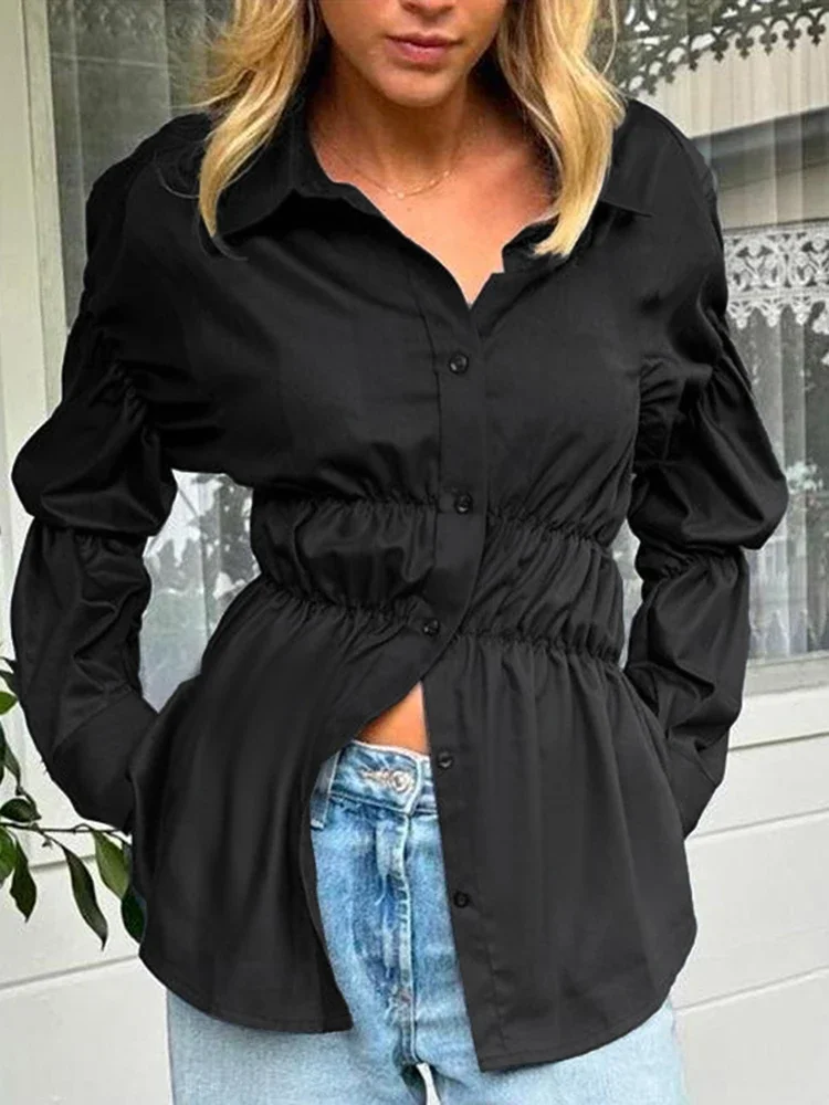 

Women's Elegant Directional Design New Shrinkage Simple Style Blouse Long Sleeve Top