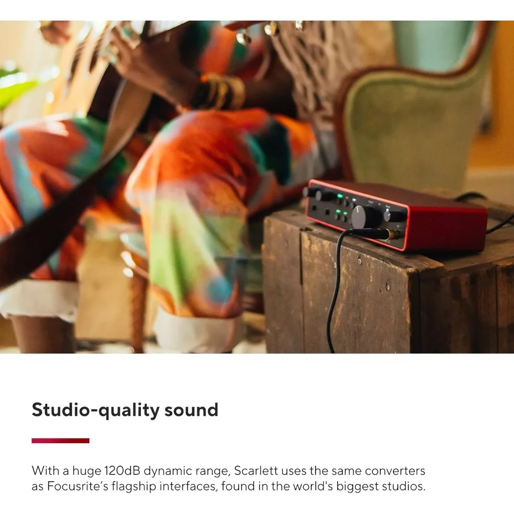 Strumenti musicali: interfaccia audio USB Scarlett 2i2 di quarta generazione per registrazione, scrittura, streaming e podcasting ad alta fedeltà