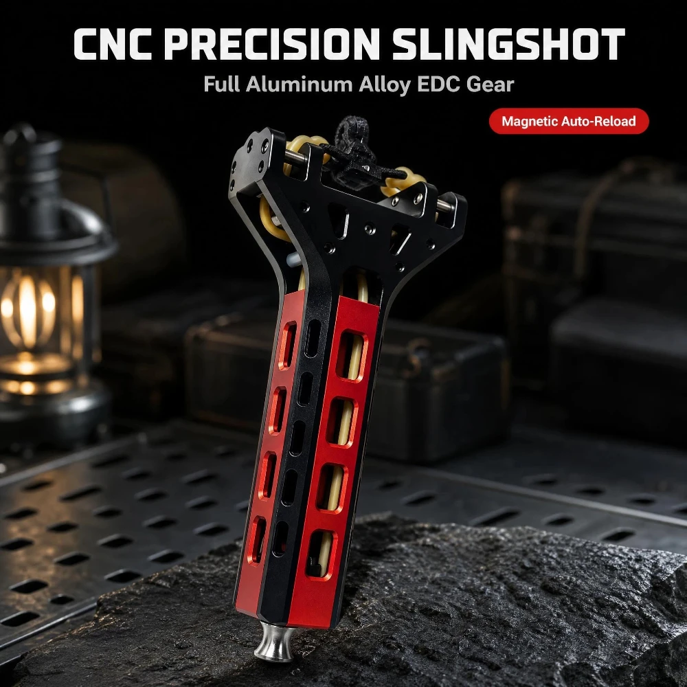 CNC‑Machined Aluminum Alloy Automatic Magnetic Slingshot, Adult Game Toy, Ideal Personalized Gift for Outdoor Activities
