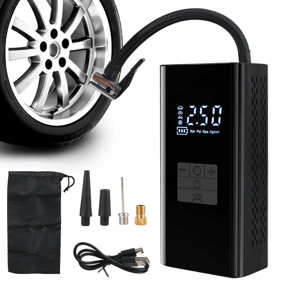 Portable Inflator Wireless Digital Tire Air Pump With LED Light LCD Display JN058 Portable Tire Pressure Gauge Air Compressor