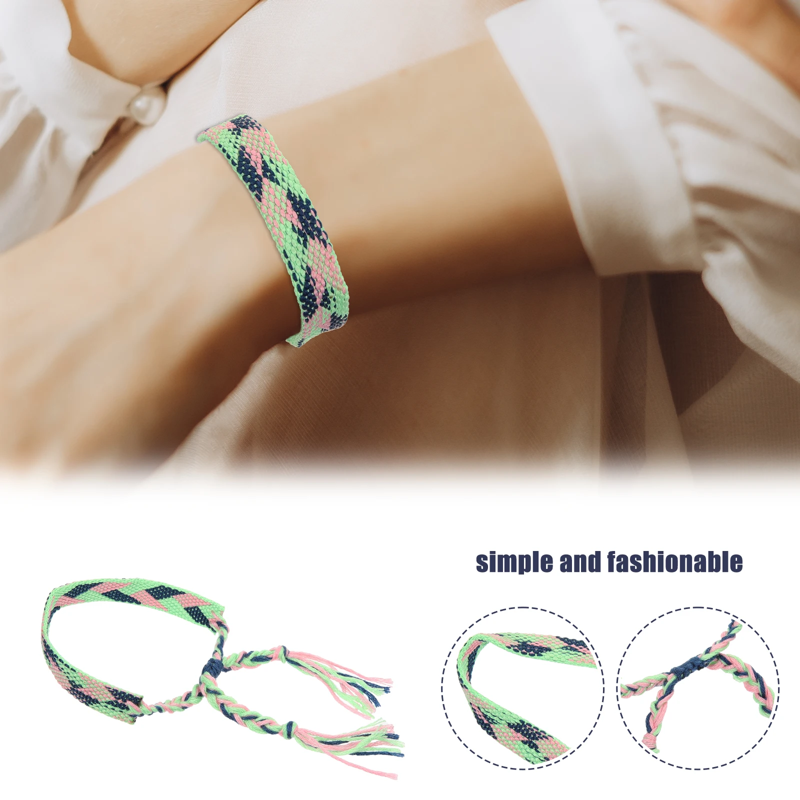 العرقية نمط المنسوجة يدويا سوار قابل للتعديل البوهيمي حبل معصمه للنساء الرجال الصداقة سلسلة سوار الموضة #2