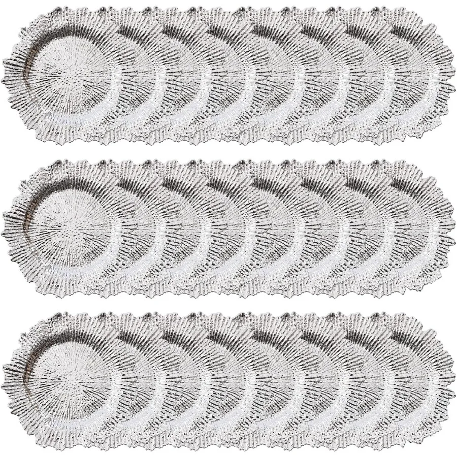 

24 Pcs Round Chargers Plates13 In Bulk Plastic Charger Serving Plates for Dinner Wedding Party Event Table Setting Decoration 2