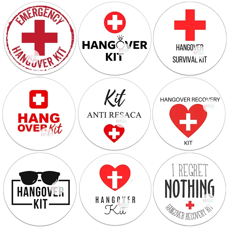 Hangover Kit Drinking Labels Favour Sticker Bachelorette Party Survival Recovery Kit Wedding Sticker Labels Self-adhesive