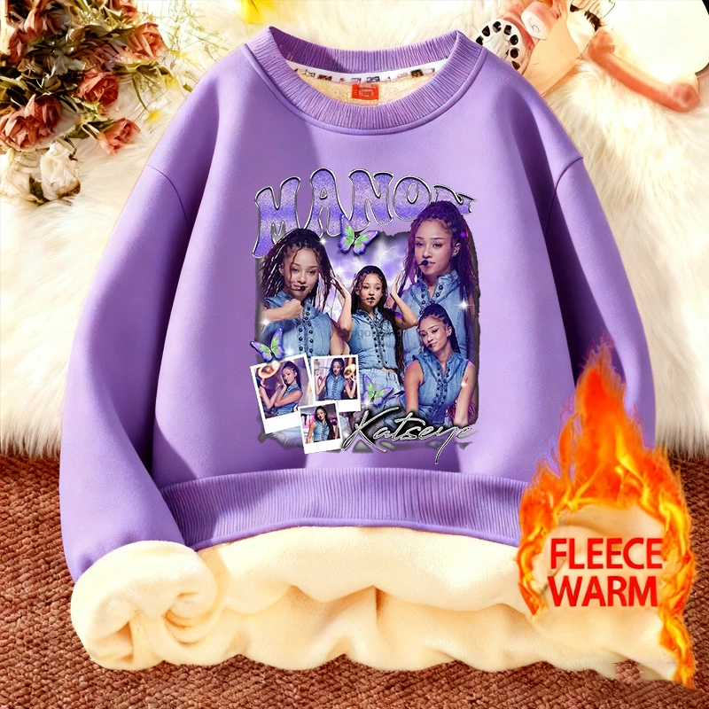 موضة K POP K-KATSEYE الطفل البلوز فتاة Kawaii سميكة البلوز هوديس الشتاء صوف الضأن ملابس منزلية غير رسمية هدية أنيمي