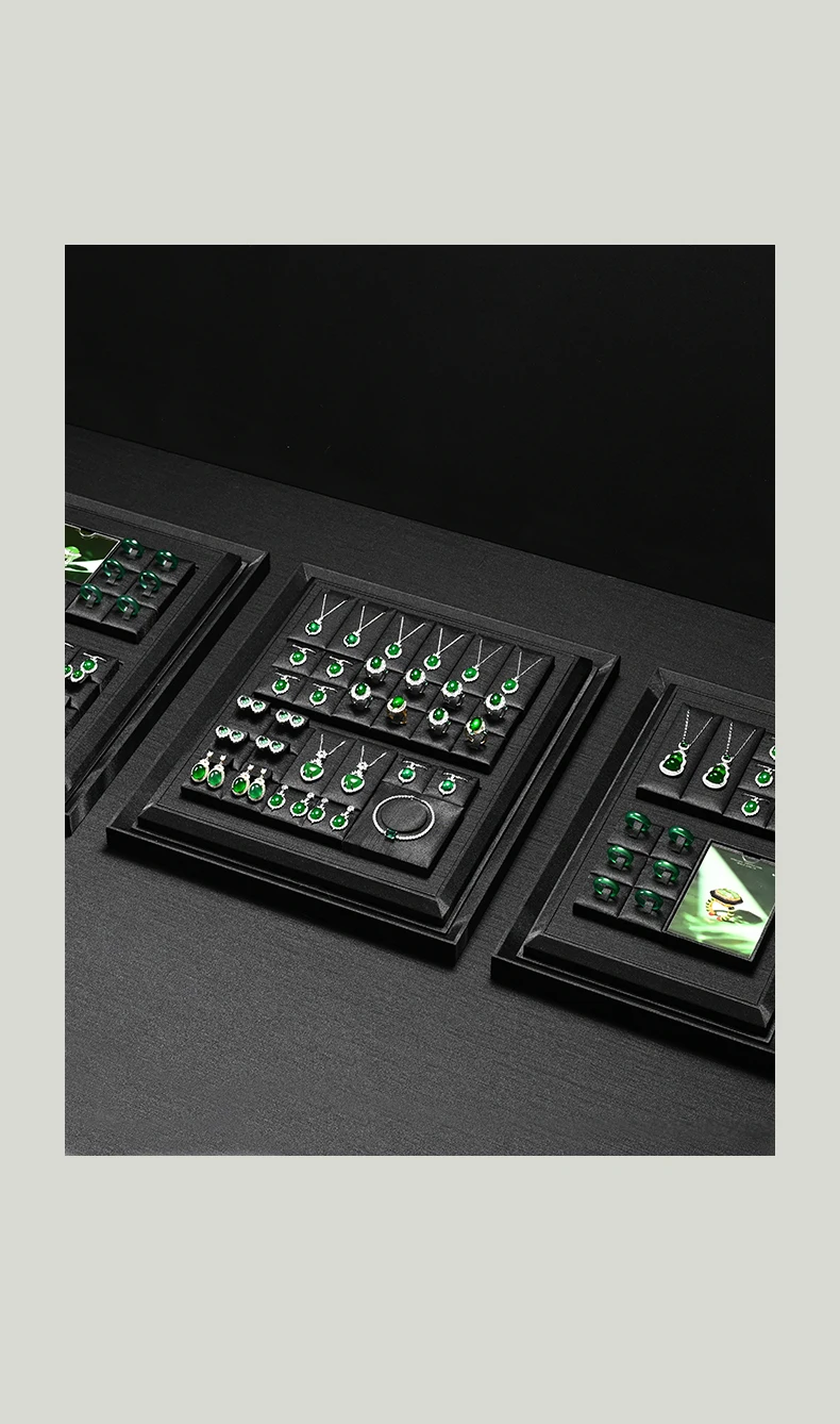 Oirlv Schwarzes Seidenstoff-Schmuckdisplay-Set, Mehrfach-Organizer für Halsketten, Ringe, Ohrringe, Edelsteine, für Ladentheken – Detail 1