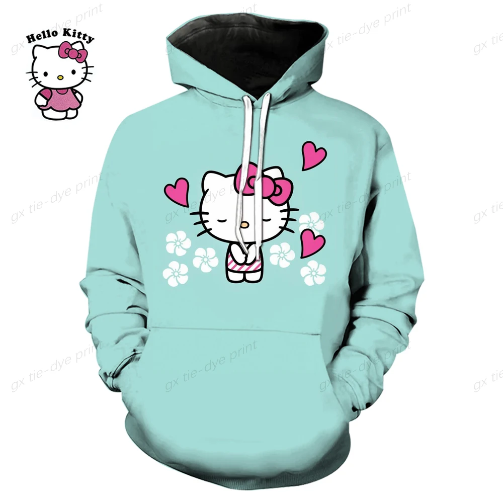 2024 New Fashion Women Hoodie Hello Kitty Cartoon Anime Men Sweatshirt Spring Autumn Pink Kawaii Woman Oversized Pullover