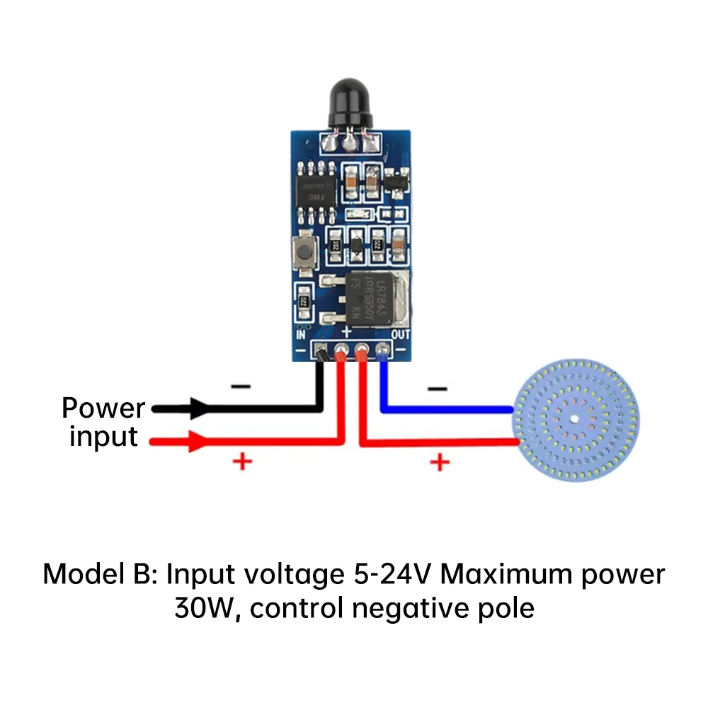 30W DC5-24V LED Dimming Driver Module Breathing/Flashing Light Speed Control Module 5-8m Wireless Remote Control Module