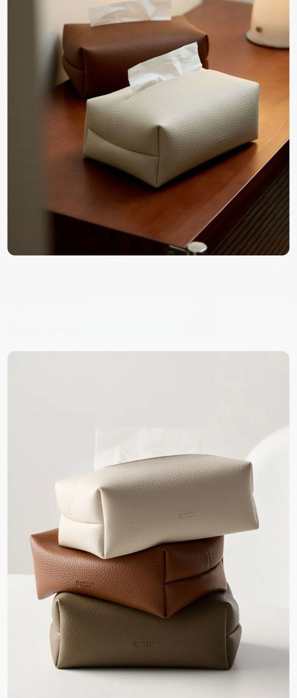 Kosmetiktuchbox-Abdeckung aus Raffiniertem PU-Leder, Faltbarer Kosmetiktuchbox-Halter - Dekorativer Halter/Organizer für Badezimmer-Waschtisch – Detail 11
