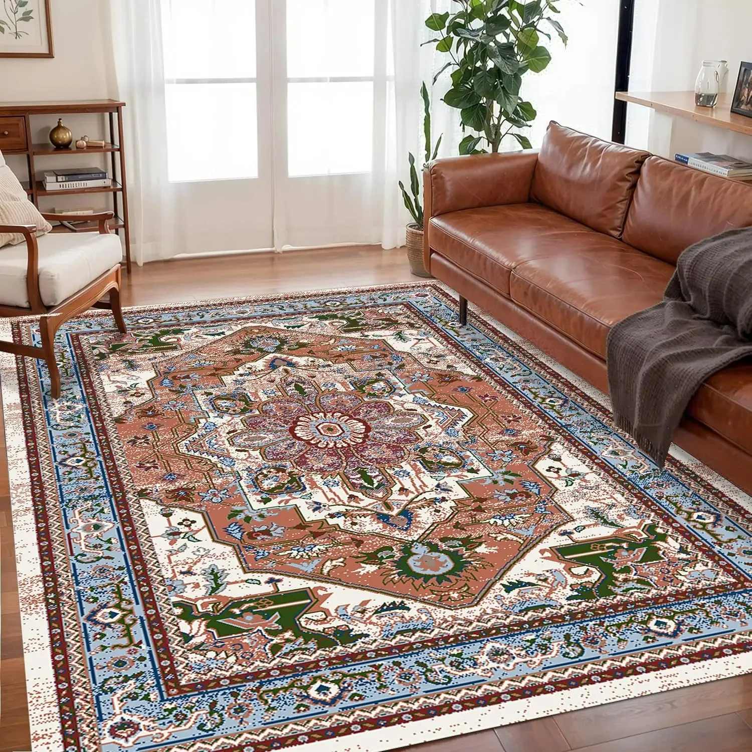Großer Bohemian-Teppich, rutschfeste Bodenmatte für Wohnzimmer, Couchtisch, Sofa, Schlafzimmer, Arbeitszimmer, Heimdekoration