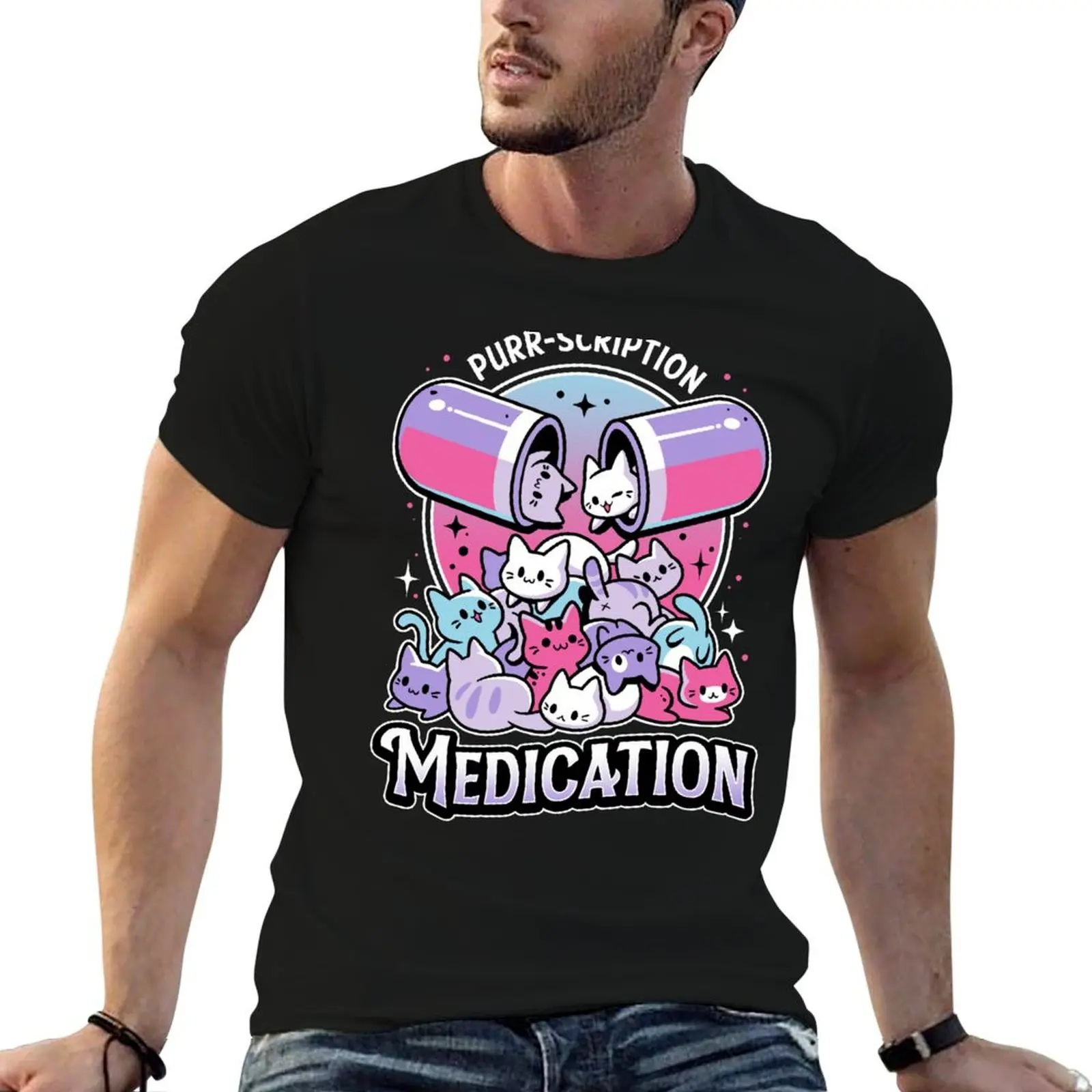 Happy Kitten Pill - Funny Cats Medicine Premium Scoop T-Shirt cute tops graphic shirts luxury clothes men