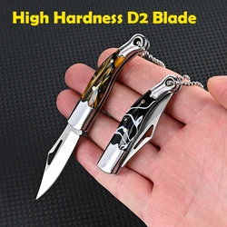 High Hardness D2 Blade MINI Folding Knife Acrylic Handle Multifunctional EDC Express Box Knife Outdoor Survival Camping Tool