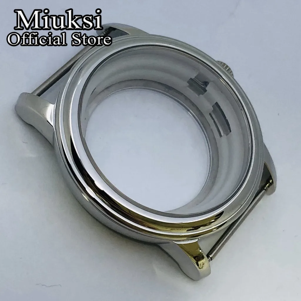 Miuksi 40mm silver watch case sapphire glass fit NH35 NH36 NH34 ETA2824 2836 Miyota 8205 8215 821A Mingzhu DG2813 3804 movement