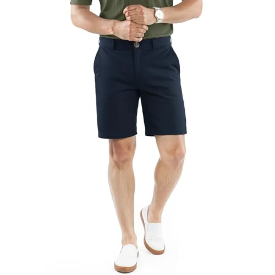 

NY Threads Mens Chino Shorts 10 Inch Inseam Flat-Front with Pockets