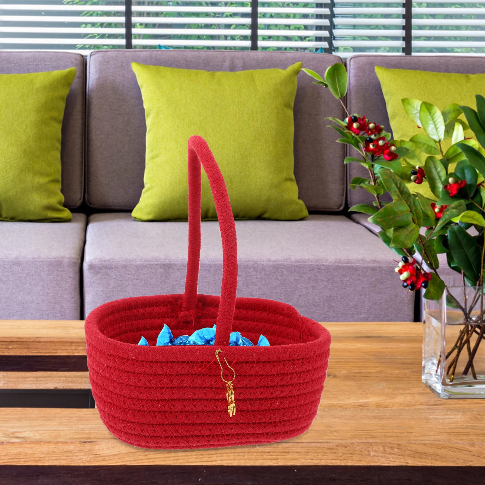 

Festive Handle Basket Chinese Wedding Gift Storage Container Candy Wedding Ornament Snack Party Decoration Baskets