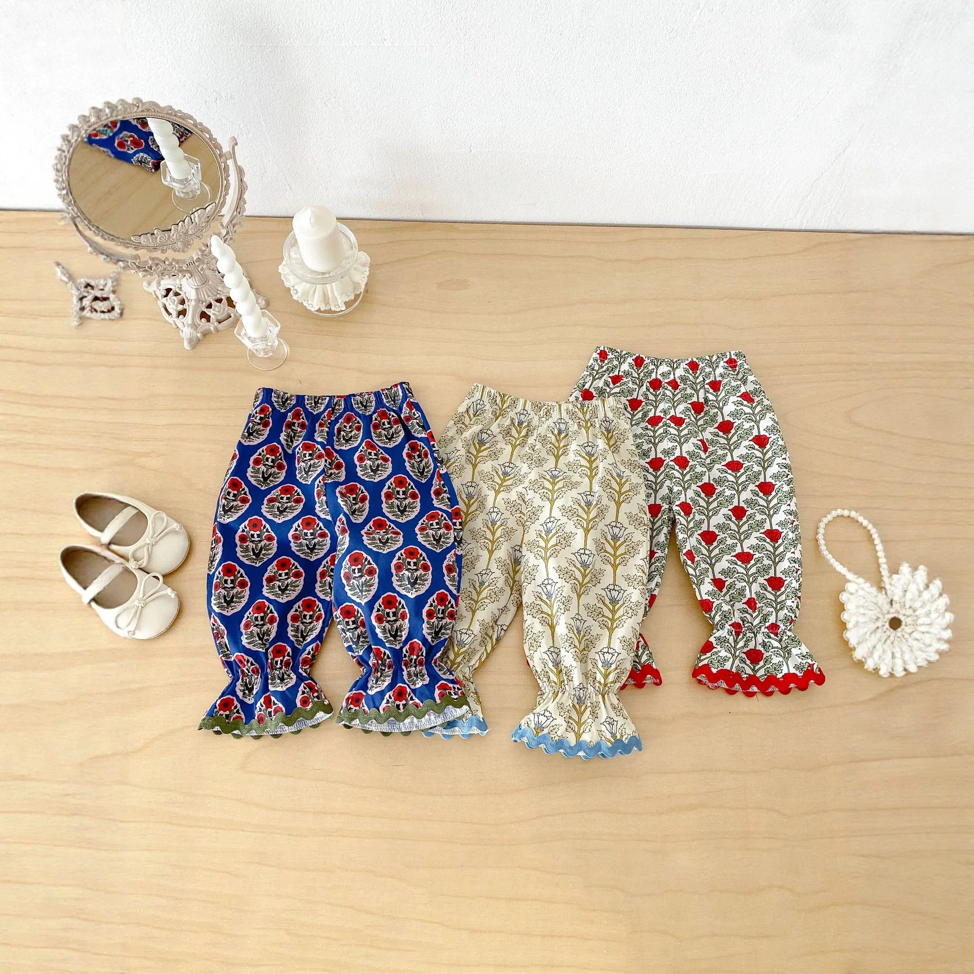 

Girls' Floral Anti Mosquito Pants Summer 2026 New Item Baby Sweet Lace Pants Legs Casual Pants Sleepwear