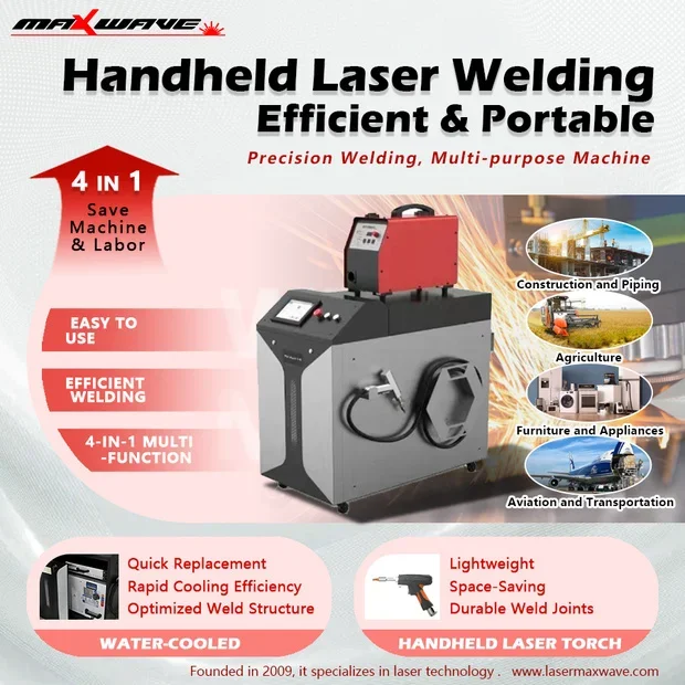 Air Cooled Handheld Laser Welding Machine Portable for Stainless Steel Aluminum Carbon Steel Iron Metal Fabrication and Repair