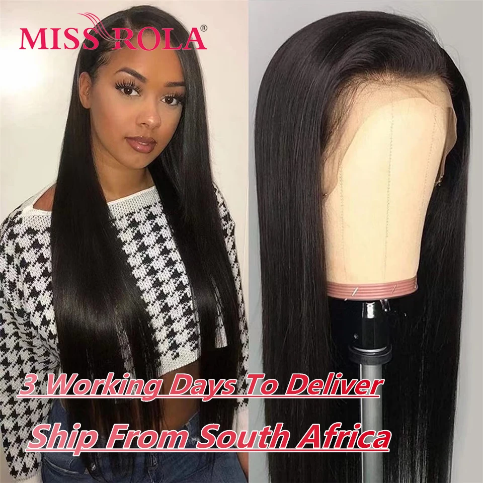 Miss Rola 13x4 Lace Front Human Hair Wigs Brazilian Remy 100% Human Hair Straight Lace Frontal Wig Pre Plucked 180% Density