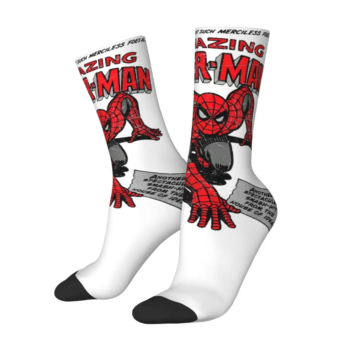 Spider-Man Retro Comic Socks for Unisex Warm Fashion Spiderman Socks Harajuku Accessories Middle Tube Stockings Wonderful Gifts